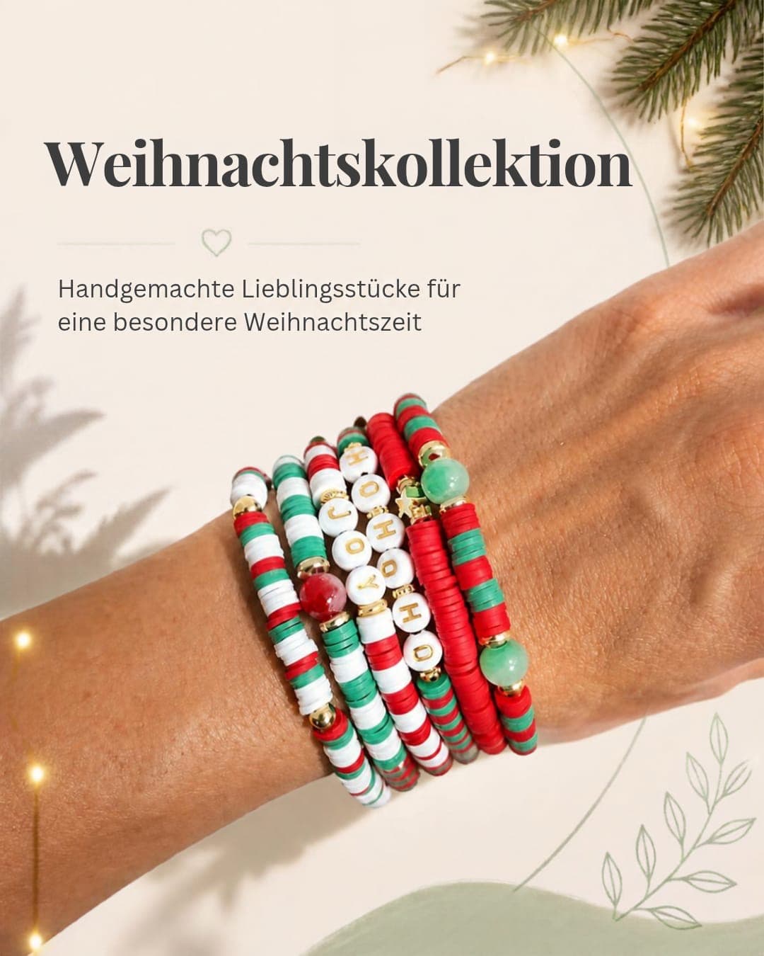 Armband-Set «HO HO HO» Rot-Grün-Weiss